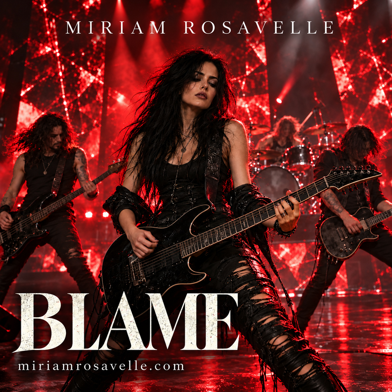 Blame — Miriam Rosavelle performing on guitar with her band